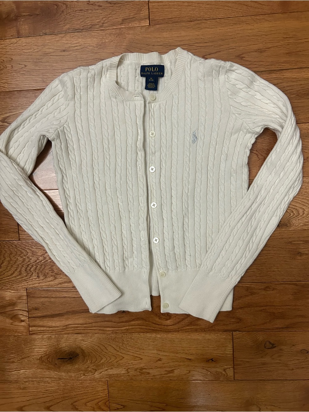Polo Ralph Lauren Cable Knit Cardigan Girls M 8-10 Ivory White